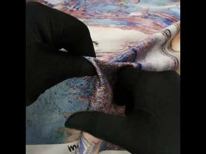 Stretch Cotton Sateen - Blue Abstract - Balance of Peace Print - Mood Exclusive Key Largo Collection