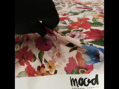Stretch Cotton Sateen - Pink and Multicolor Floral Border - Adagio Print - Mood Exclusive Viso Collection - Image 5 of 5