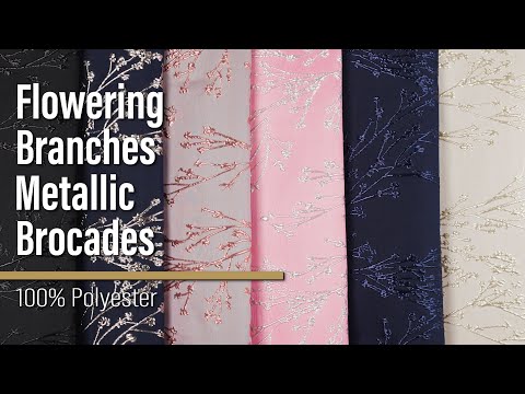 Metallic Brocade - Beige and Gold Flowering Branches - Image 6 of 6