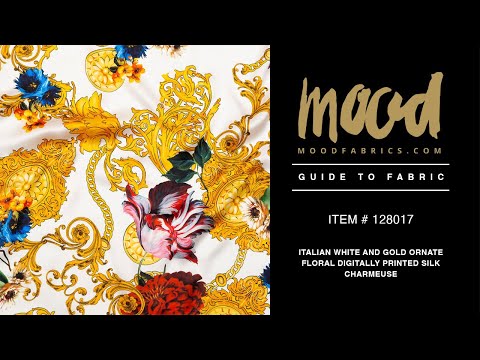 Mood Exclusive Italian White and Gold Ornate Floral Digitally Printed Silk Charmeuse - Image 5 of 5