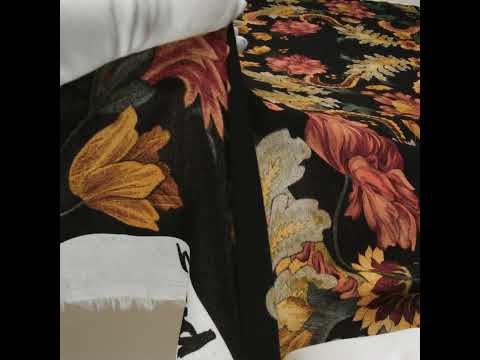 Cotton Crepe - Black, Dark Red and Golden Ochre Moody Florals - Mood Exclusive Rose Renaissance Print - Image 6 of 6