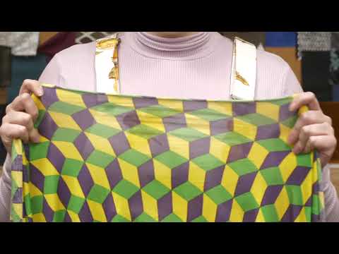 Yellow, Lime and Majesty Purple Geometric Rayon Jersey - Image 4 of 4