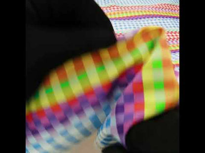 Stretch Cotton Sateen - Rainbow Checkers - Picnic Patisserie Print - Mood Exclusive Sugar Collection