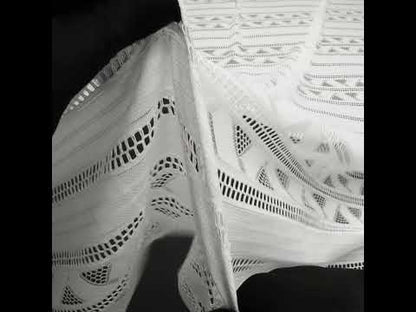 Corded Lace - Ivory Geometric Stripes