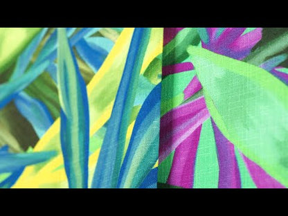 Slubbed Viscose Woven Print - Green and Blue Leaves - Mood Exclusive Tropical Tango