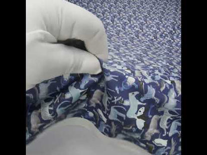 Liberty Fabrics Tana Lawn® - Quey 2 Dark Blue - Blue, Gray and White Animals with Clothes