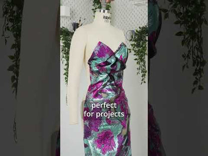 Metallic Rose Gold, Gold and Baby Pink Big Blooms and Leaves Luxury Burnout Brocade
