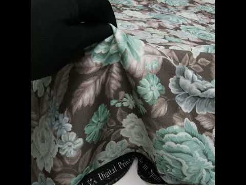 Brushed Cotton Woven - Light Blue, Seafoam and Taupe Flower Garden - Mood Exclusive Soft Bloom Print - Image 6 of 6