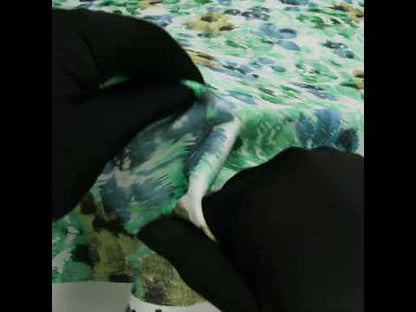 Brushed Cotton Woven - Green, Blue and Olive Ikat Florals - Mood Exclusive Reflecting Pool Print