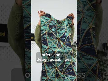 Metallic Gold, Light Red and Purple Geometric Distress Luxury Brocade