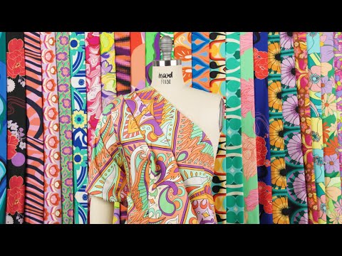 Stretch Cotton Sateen - Pink Abstract Lines - Soundwave Strut Print - Mood Exclusive Groove Collection - Image 7 of 7