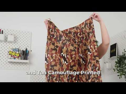 Medium Weight Linen Woven Print - Brown, Russet and Tan Camouflage