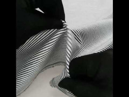 White and Dark Gray Loopy Stripes Stretch Cotton Twill