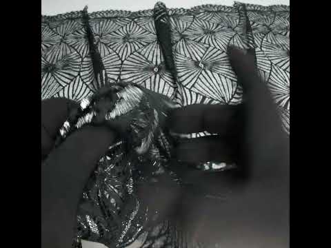 Metallic Lace Panel with Finished Edges - Silver and Black Geometric Starburst - Image 6 of 6