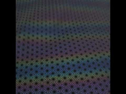 Reflective Print Spandex Knit with 4-Way Stretch - Rainbow and Black Diamond Geometric