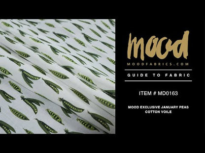 Cotton Voile - White and Green Pea Pods - January Peas Print - Mood Exclusive Aloha Collection