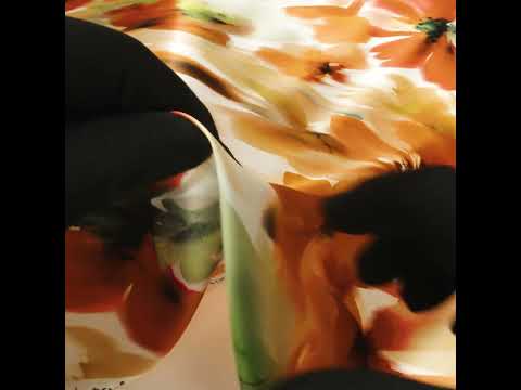 Silk Charmeuse Print 16MM, Made in Italy - Orange and Golden Yellow Soft Watercolor Florals - Image 5 of 5