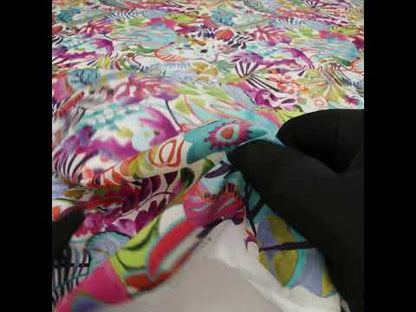 Liberty Fabrics Tana Lawn® - Jungle Trip Blue - Fuchsia, Blue and Green Tropical Plants