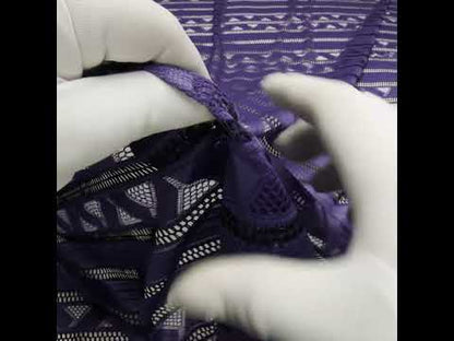 Corded Lace - Violet and Black Geometric Stripes