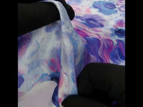 Silk Charmeuse Print 16MM, Made in Italy - Baby Pink, Light Blue and Periwinkle Painted Roses - Image 6 of 6