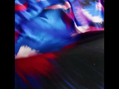 Silk Charmeuse Print 16MM, Made in Italy - Blue, Hot Pink and Red Painted Bursts