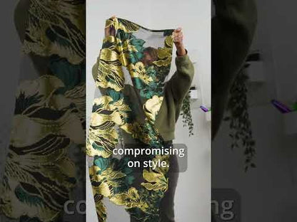 Metallic Pink, Blue Gray and Black Fantastic Flowers Luxury Burnout Brocade