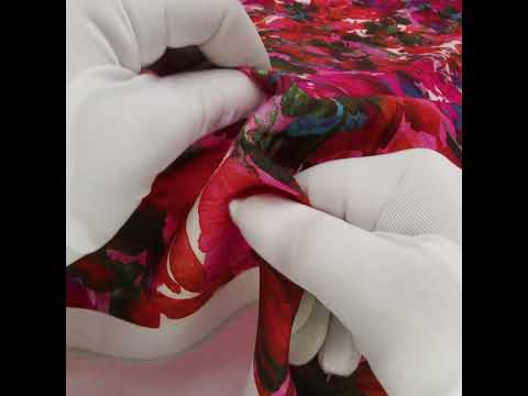 Linen and Rayon Woven - Fuchsia Pink, Red and Light Blue Striated Painted Flowers - Mood Exclusive Painter’s Bouquet Print - Image 6 of 6