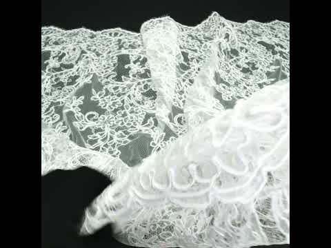 Corded Lace with Finished Edges - Off White Floral - Image 6 of 6