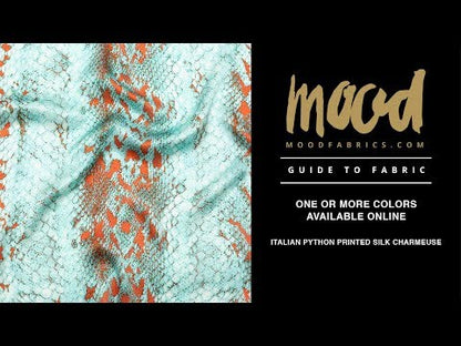 Mood Exclusive Italian Aqua and Chili Python Printed Silk Charmeuse