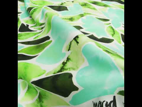 Brushed Cotton Woven - Aqua Blue, Lime and Forest Green Leaf Shapes - Mood Exclusive Watercolor Grove Print - Image 6 of 6