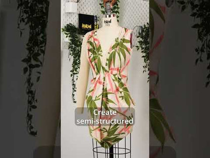 Neon Pink, Periwinkle and Beige Bamboo Lattice Lightweight Polyester and Viscose Luxury Brocade