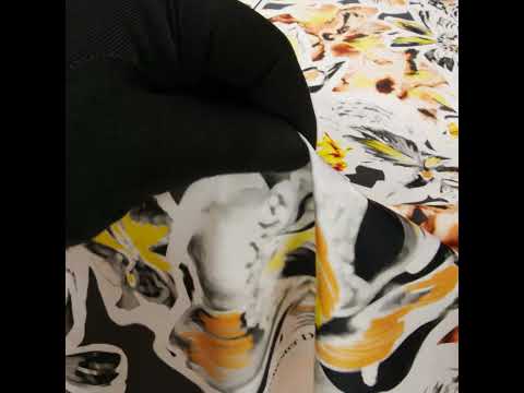 Polyester Satin - Black, White and Yellow Floral Negatives - Mood Exclusive Floral Exposure Print - Image 6 of 6
