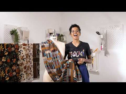 Stretch Polyester Crepe - Lattice Checks and Florals - Cidermaker's Window Print - Mood Exclusive Harvest Collection