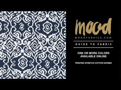 Navy/White Printed Stretch Cotton Sateen