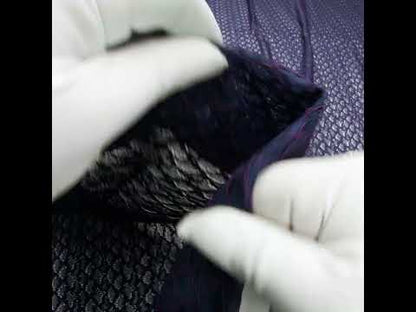 Corded Lace with Finished Eyelash Edges - Navy and Purple Diamond Lattice