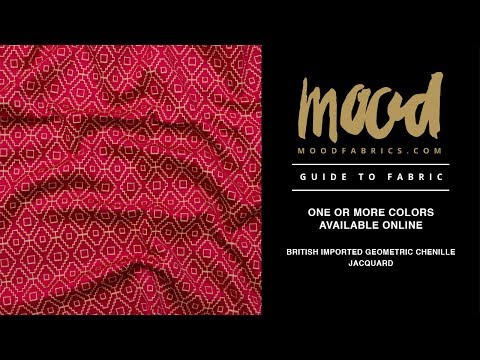 Chenille Jacquard - Raspberry Diamond Geometric - British Imported - Image 5 of 5