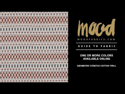 Red Orange Geometric Stretch Cotton Twill