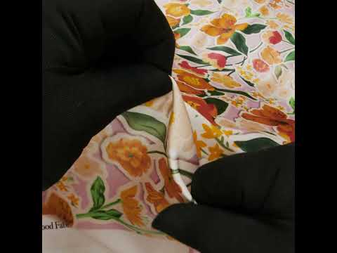 Polyester Satin - Pink, Green and Orange Flowers Collage - Mood Exclusive Clipped Botanicals Print - Image 6 of 6