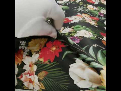 Rayon Challis - Red, Yellow and Green Tropical Flowers - Mood Exclusive Island Bloom Print