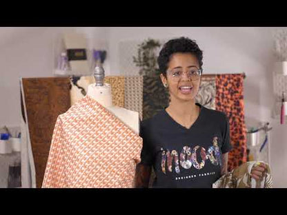 Stretch Cotton Sateen - Melon Geometric - Maloca Print - Mood Exclusive Rio Collection