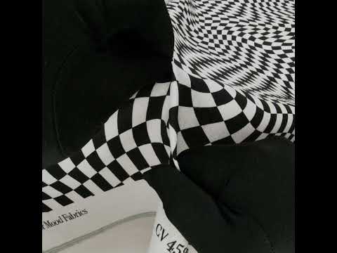 Linen and Rayon Woven - Black and White Warped Checks - Down the Rabbit Hole Print - Mood Exclusive Indigo Collection - Image 6 of 6