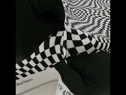 Linen and Rayon Woven - Black and White Warped Checks - Down the Rabbit Hole Print - Mood Exclusive Indigo Collection