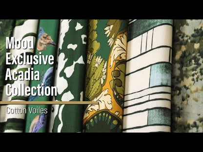 Cotton Voile - Green and Beige Abstract Swirls - Painter’s Pond Print - Mood Exclusive Acadia Collection