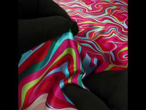 Silk Charmeuse Print 16MM, Made in Italy - Bright Pink, Red and Green Retro Swirls - Image 5 of 5