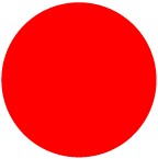 A red circle with a black background and a white background